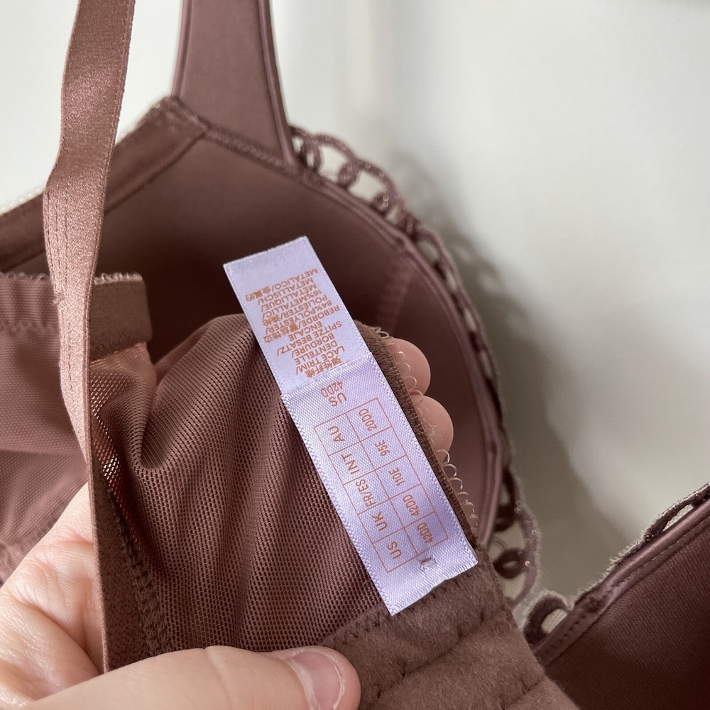 Savage X Fenty Brown Sparkle Lace Trim Lightly Lined Adjustable Bra Size 42DD - Picture 7 of 7